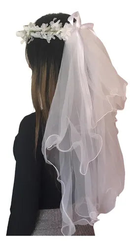 Corona de novia con flores tull y luces