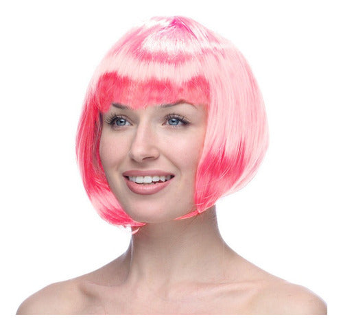 Peluca carré rosa