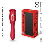 Consolador y estimulador con vibrador boca y lengua con movimiento - Luxury Red Passion Kiss Me 2 - ST Toys