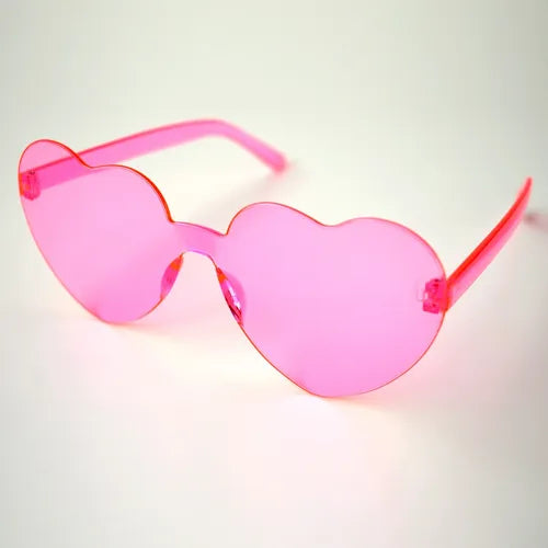 Anteojo Corazon rosa de acrilico