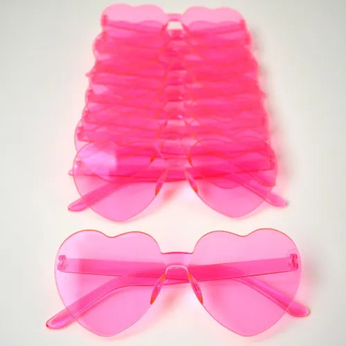 Anteojo Corazon rosa de acrilico