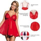 Babydoll rojo de tul con detalles lentejuelas en busto - Girlsland