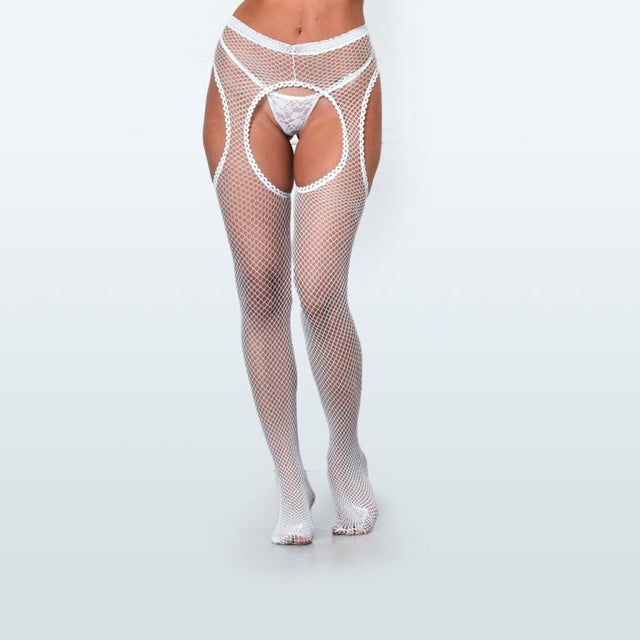 Panty Portaliga de red blanca- Malena