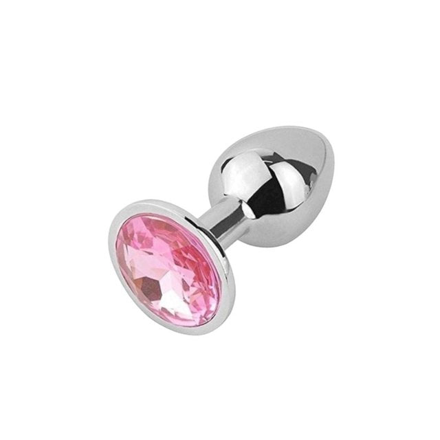 PLug anal metalizado con gema y base circular  - Tamaño M - Consultar colores disponibles