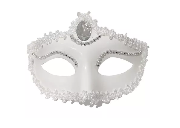 Antifaz veneciano blanco con detalle de piedra