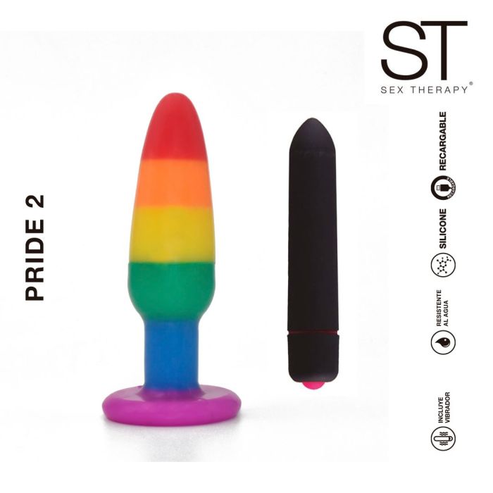 Plug anal multicolor con vibrador - Pride 2 - ST Toys