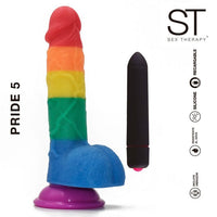 Consolador multicolor con vibrador - Pride 5 - ST Toys