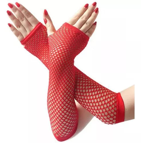 Guantes de red - Sin dedos - rojo