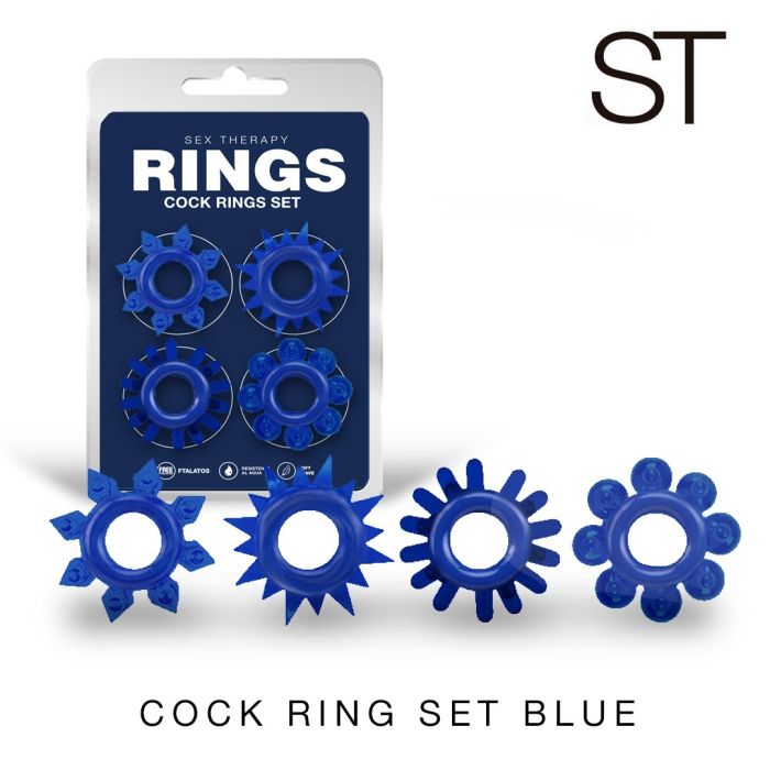 Anillo para pene x 4 unidades - Azul - ST