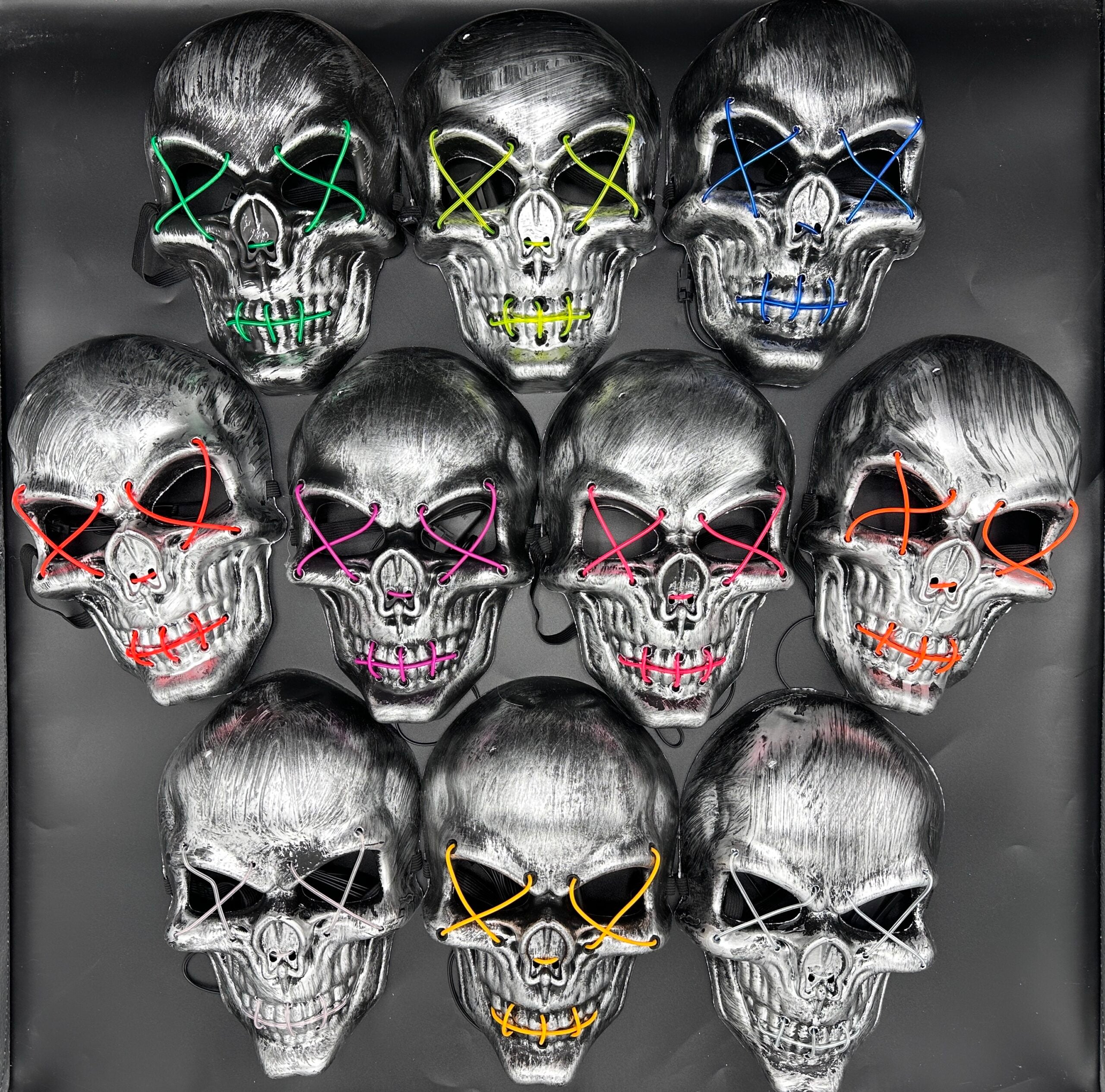 Máscara Calavera Gris Con Luz Led Neón