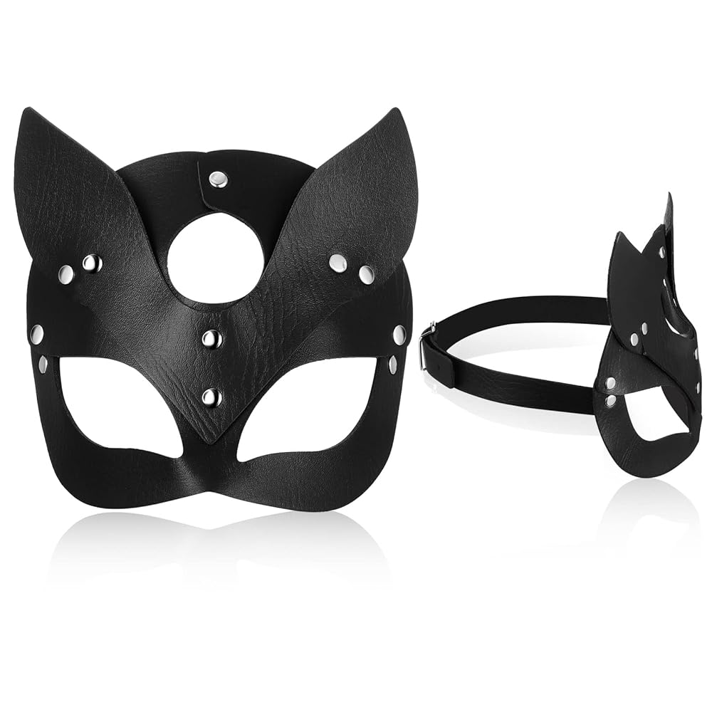 Mascara ecocuero sintetico - Gatito - con tachas