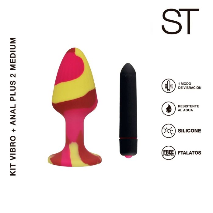 Plug anal multicolor con vibrador - KIT VIBRO + ANAL PLUS 2 MEDIUM- ST Toys - Buttman Sexshop en Tucuman