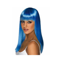 Peluca Larga - Color Azul - Cotillon
