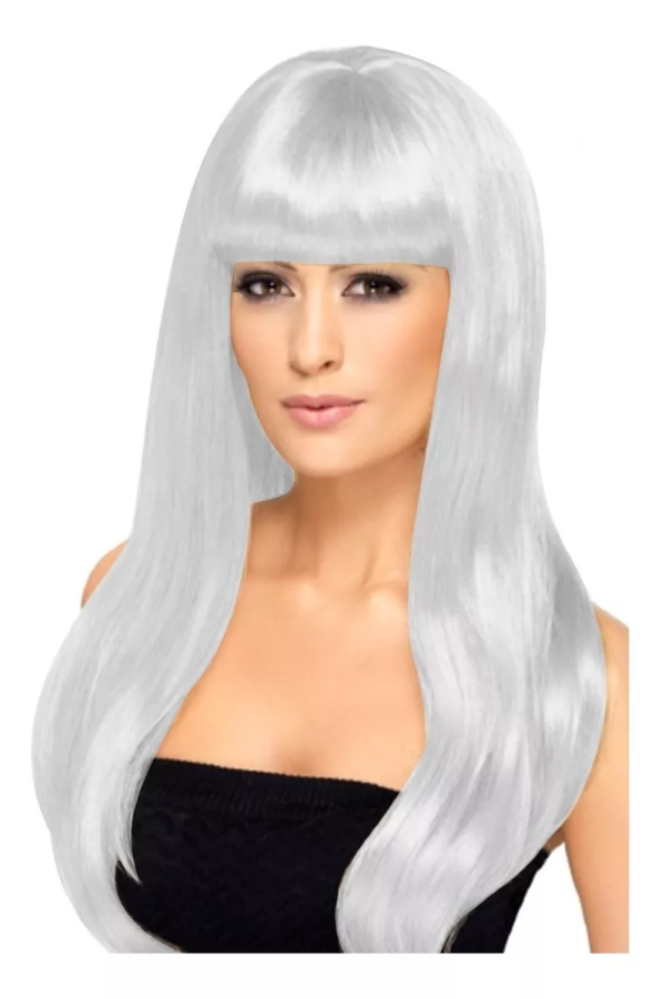 Peluca Larga - Color Blanco - Cotillon