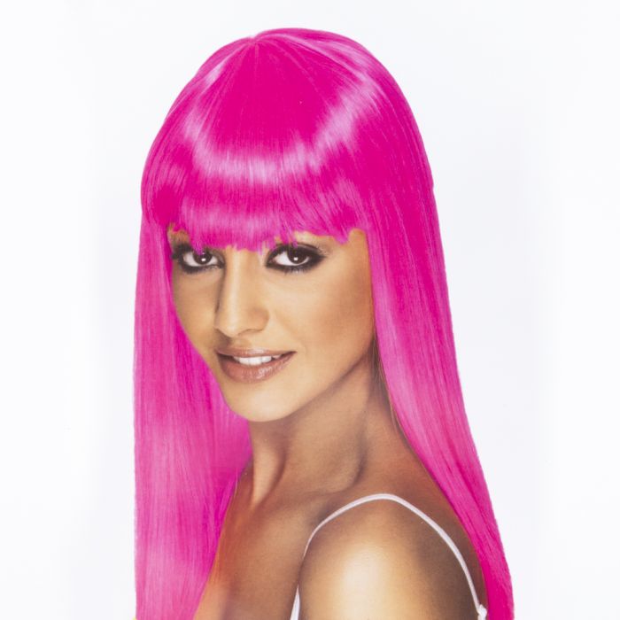 Peluca Larga - Color fucsia - Cotillon