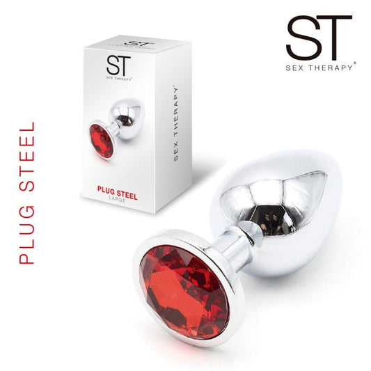 Plug metalico - Large - Base Redonda Roja - Buttman Sexshop en Tucuman