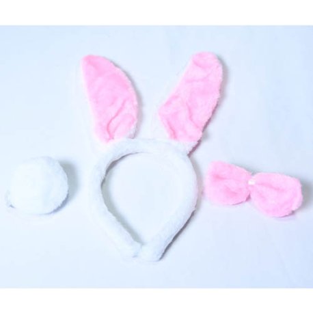 Set vincha coneja moño y pompon -  Rosa oscuro