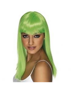 Peluca Larga - Color Verde - Cotillon