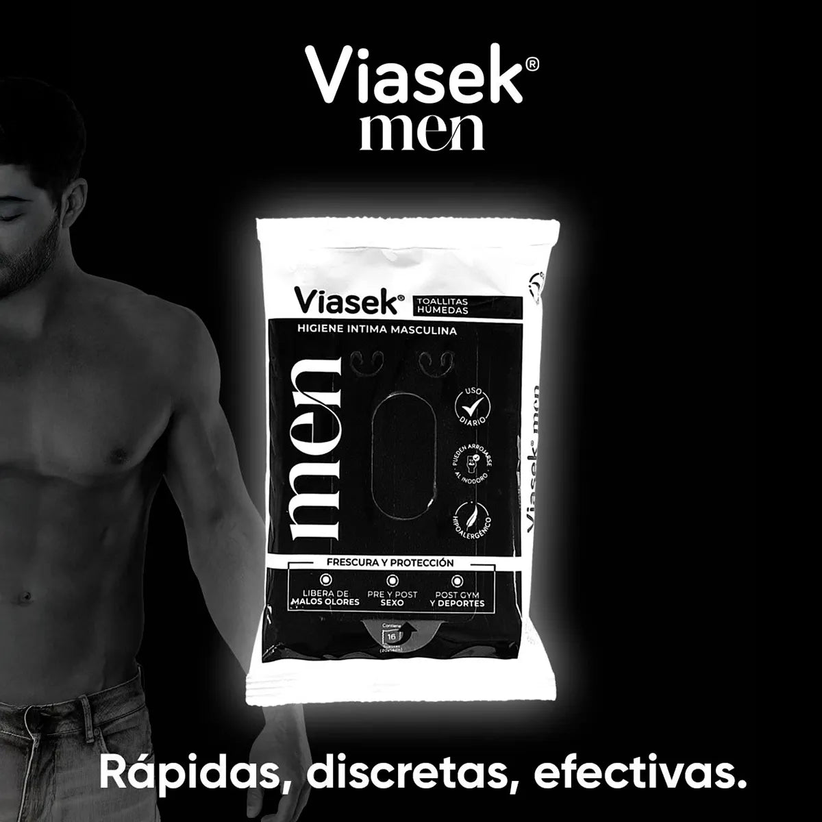 Toallitas Húmedas Higiene Intima Para Hombres - Viasek Men