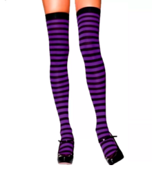 Medias  rayadas - Violeta con Negro - Altas - Buttman Sexshop en Tucuman