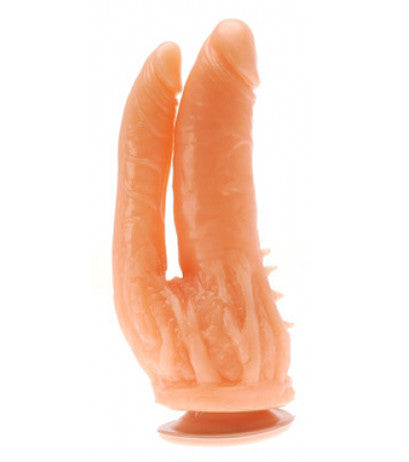 Consolador con ventosa doble penetración piel - 14 x 2 x 3,5 cm - Buttman Sexshop en Tucuman