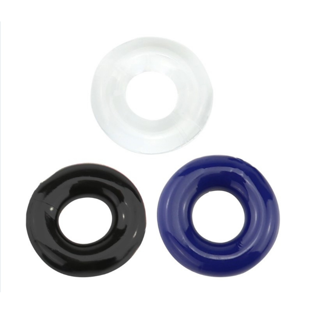 Anillos para pene x 3 unidades - Donuts Cockrings Black - Sex Therapy - Buttman Sexshop en Tucuman