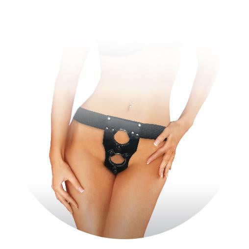 Arnes doble penetracion con aros de metal - Buttman Sexshop en Tucuman
