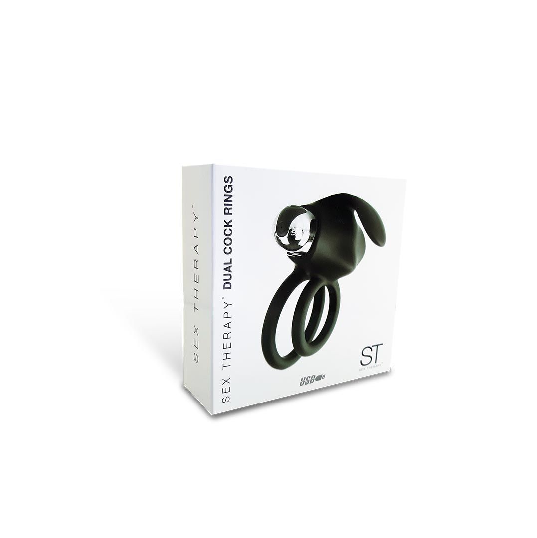 Anillo negro de silicona para pene - Recargable  - ST Toys -