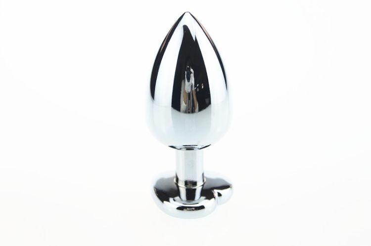 Plug anal metalizado con base de corazon y piedra turqueza - ST Toys - 7 x 2,7 cm
