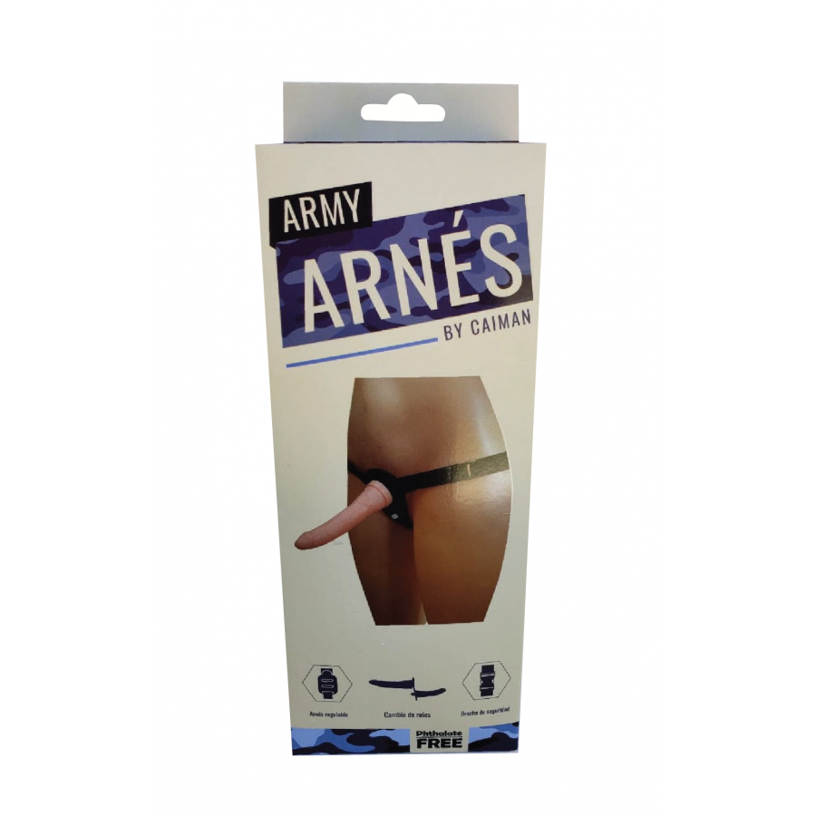 Arnes con consolador doble tipo bananin - 19 x 3.5 cm + 13 x 3 cm
