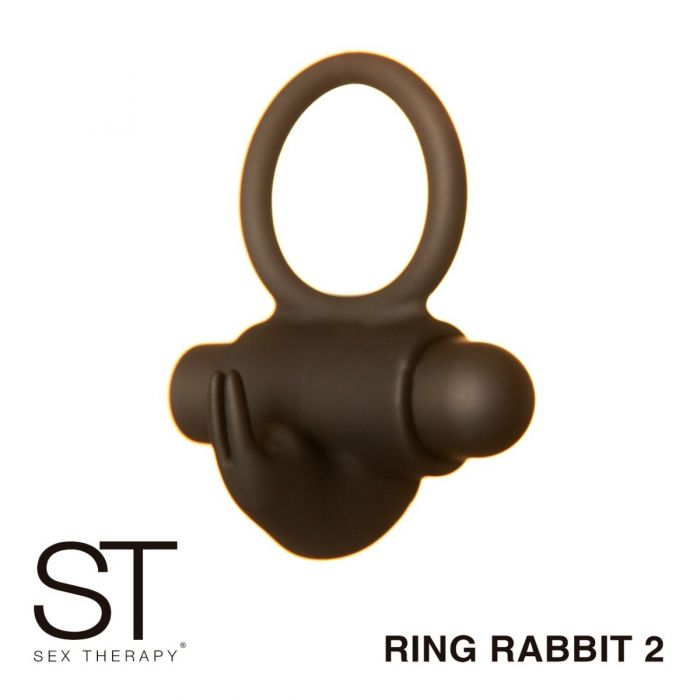 Anillo con vibrador recargable - ST Cock Ring Rabbit 2 - Negro