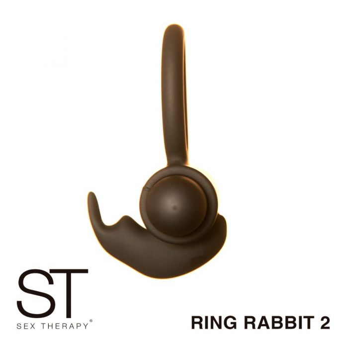 Anillo con vibrador recargable - ST Cock Ring Rabbit 2 - Negro