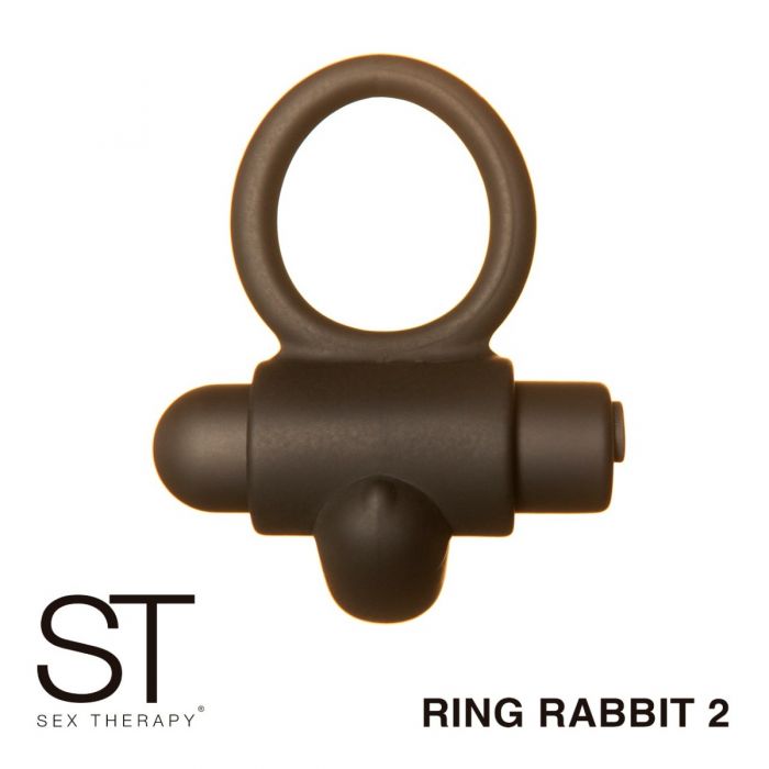 Anillo con vibrador recargable - ST Cock Ring Rabbit 2 - Negro