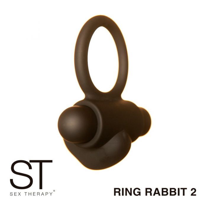 Anillo con vibrador recargable - ST Cock Ring Rabbit 2 - Negro