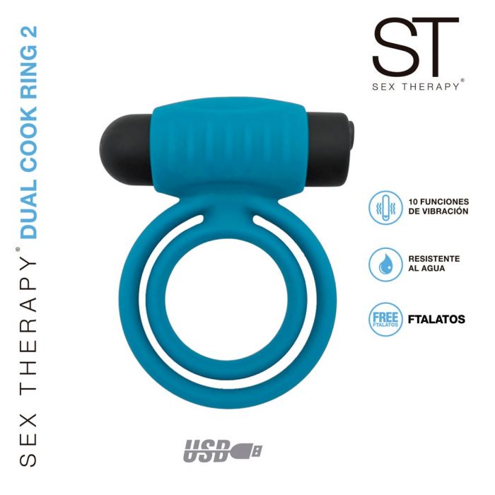 Anillo con vibrador recargable USB - Dual Cook Ring 2 - ST Toys