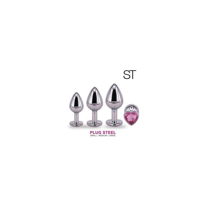 Kit plug anal x 3 con base corazón rosa - Small, Medium, Large - ST Toys