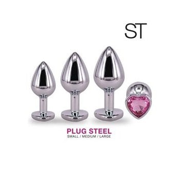 Kit plug anal x 3 con base corazón rosa - Small, Medium, Large - ST Toys