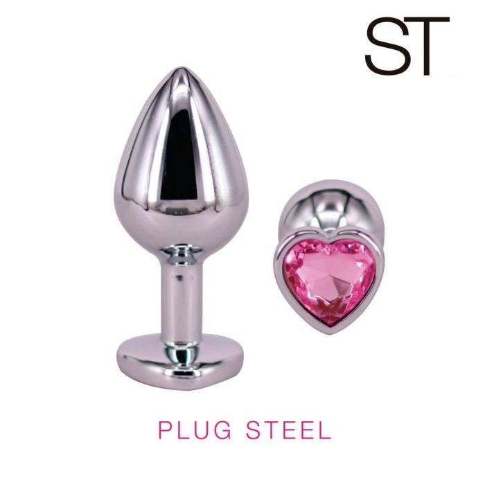 Plug anal metalico base corazon rosa - Small - ST Toys