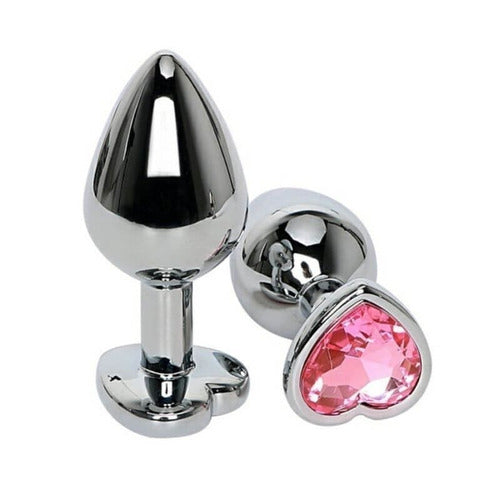 Plug anal metalico base corazon rosa - Large - ST Toys - Buttman Sexshop en Tucuman