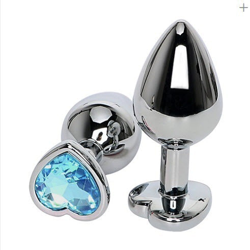 Plug anal metalico base corazon celeste - Large - ST Toys
