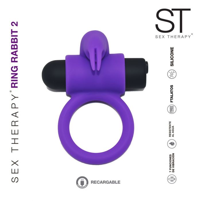 Anillo con vibrador recargable para pene - Rabbit 2 - ST Toys