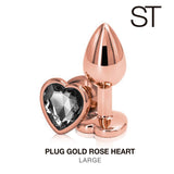 Plug anal metalizado con base de corazon - Large - Rose - ST Toys