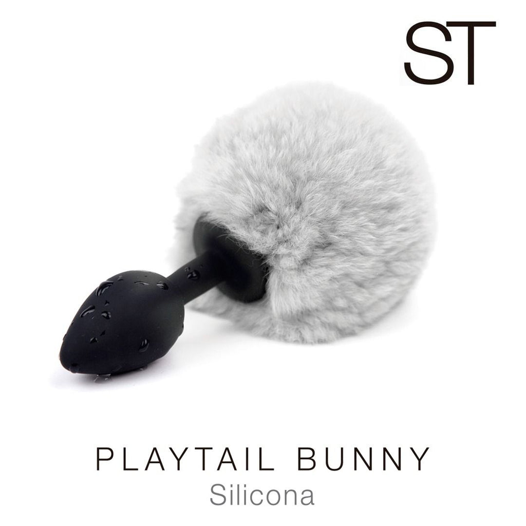 Plug anal de silicona con pompon blanco - ST Toys