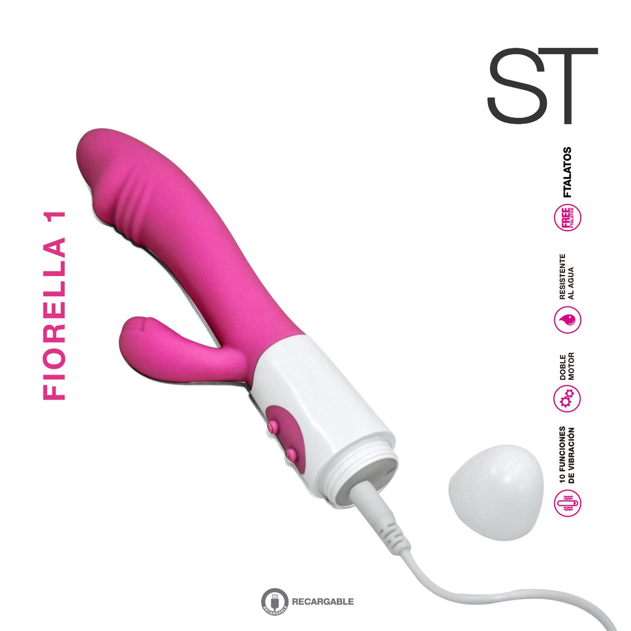 Consolador doble estimulacion vibrador - Fiorella 1 - ST Toys