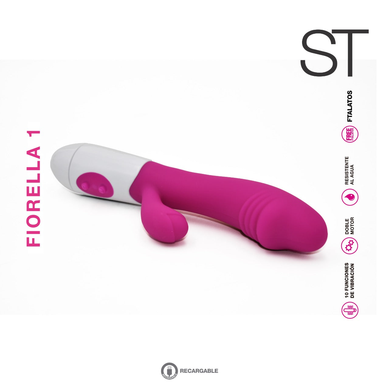 Consolador doble estimulacion vibrador - Fiorella 1 - ST Toys