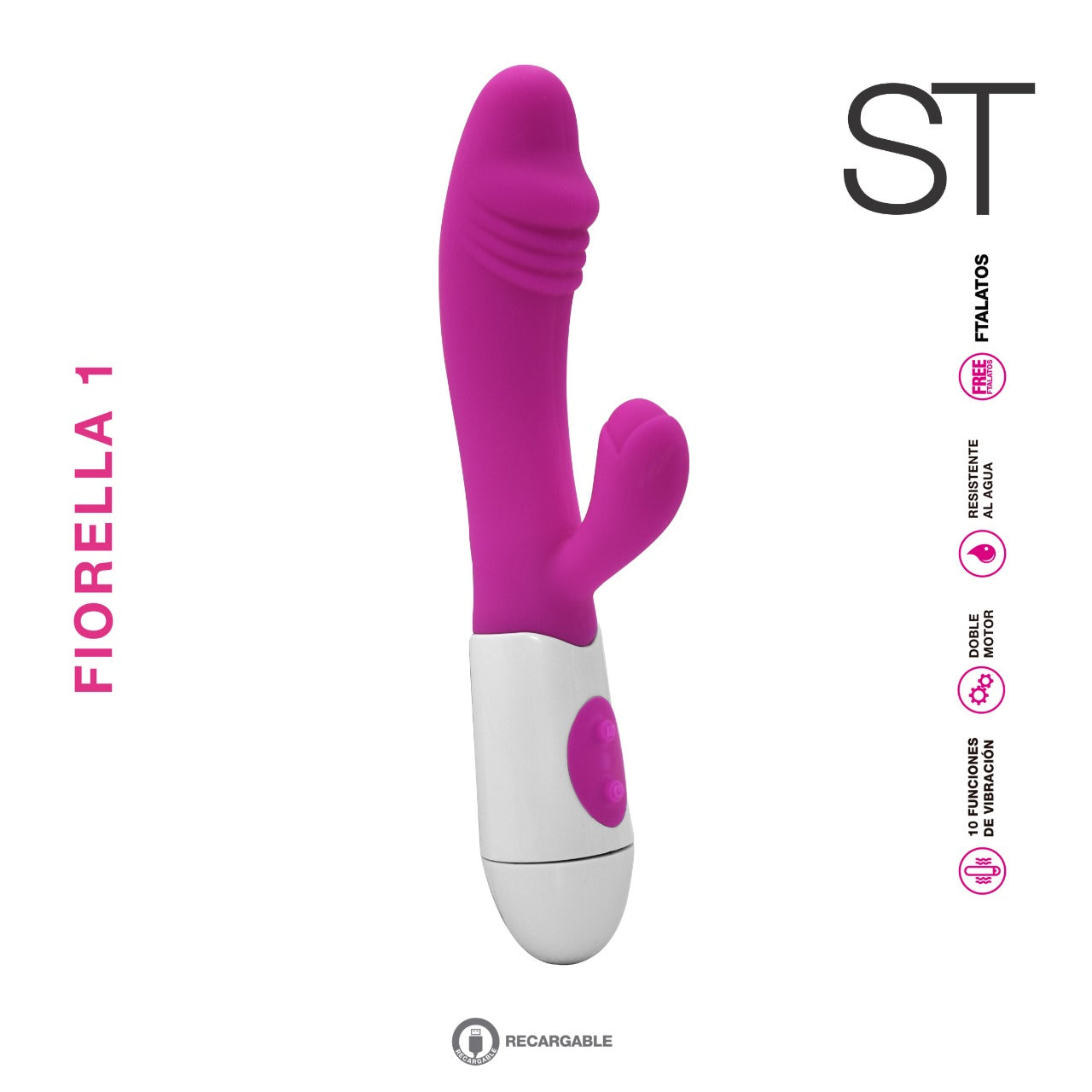 Consolador doble estimulacion vibrador - Fiorella 1 - ST Toys