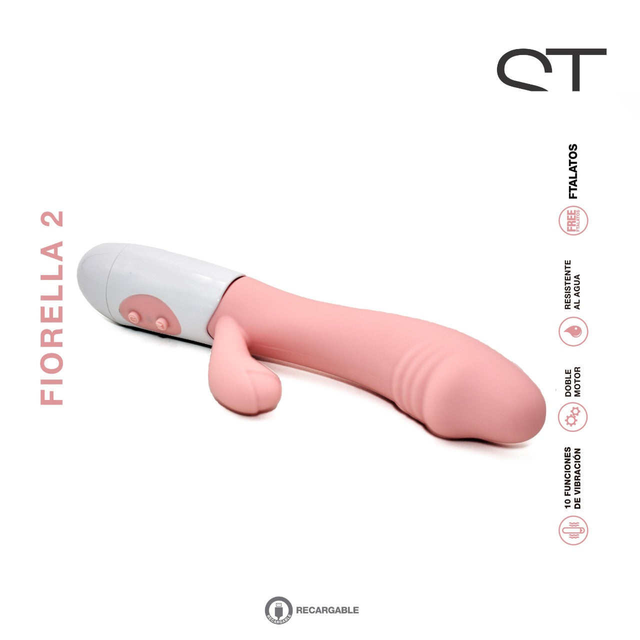 Consolador vibrador doble estimulacion - Fiorella 2 - ST Toys - Buttman Sexshop en Tucuman