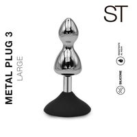 Plug anal 3 Large de metal con sopapa de silicona - ST Toys