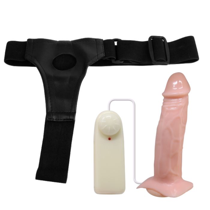 Consolador con vibrador y arnes - 4.5 x 17 cm - cintura 50 a 80 cm - Pretty Love