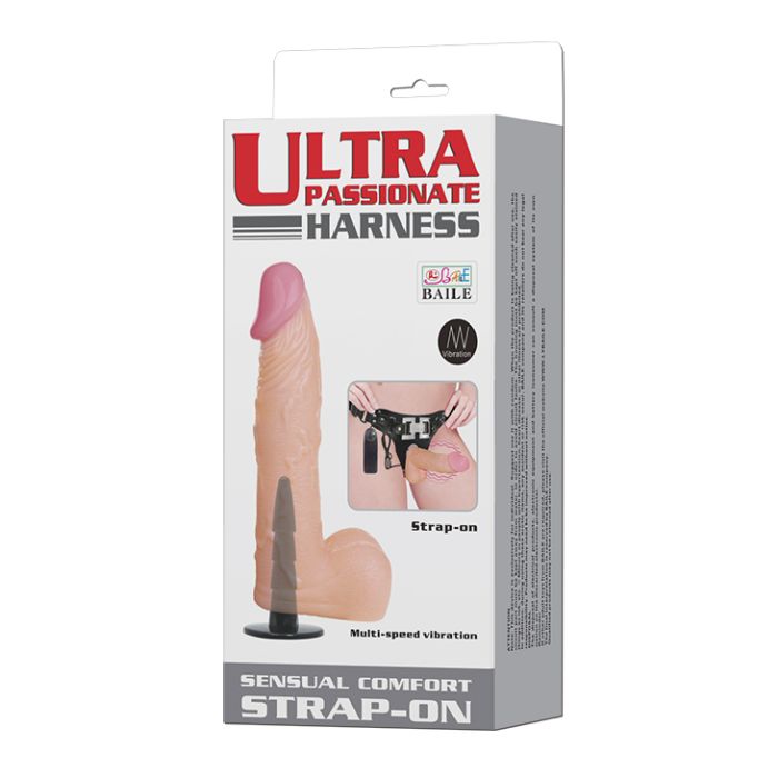 Consolador con vibrador y arnes - 3.7 x 16.5 cm - Pretty Love